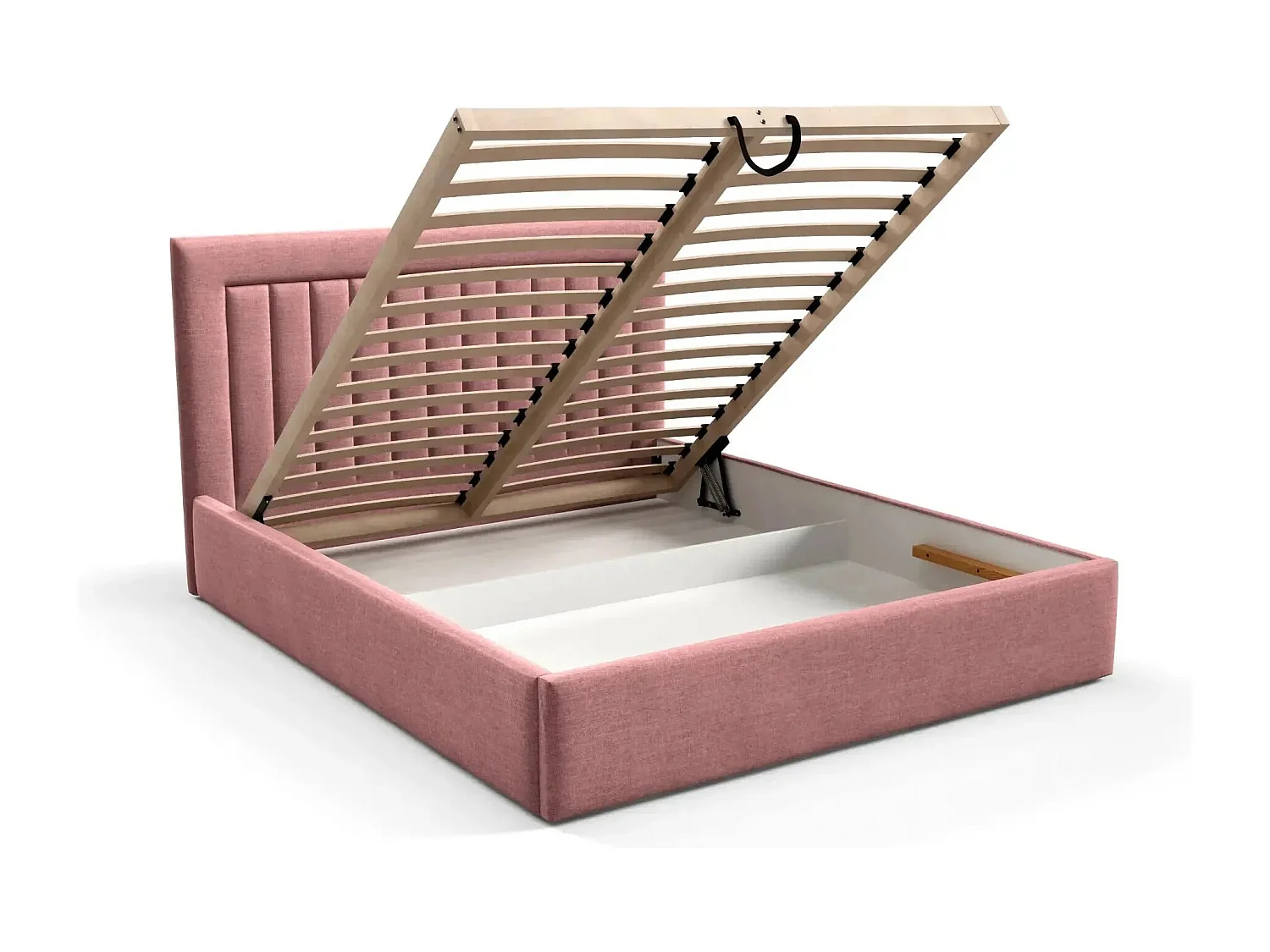 CAMILLE - Lit coffre tissu velours 160x200cm - Rose