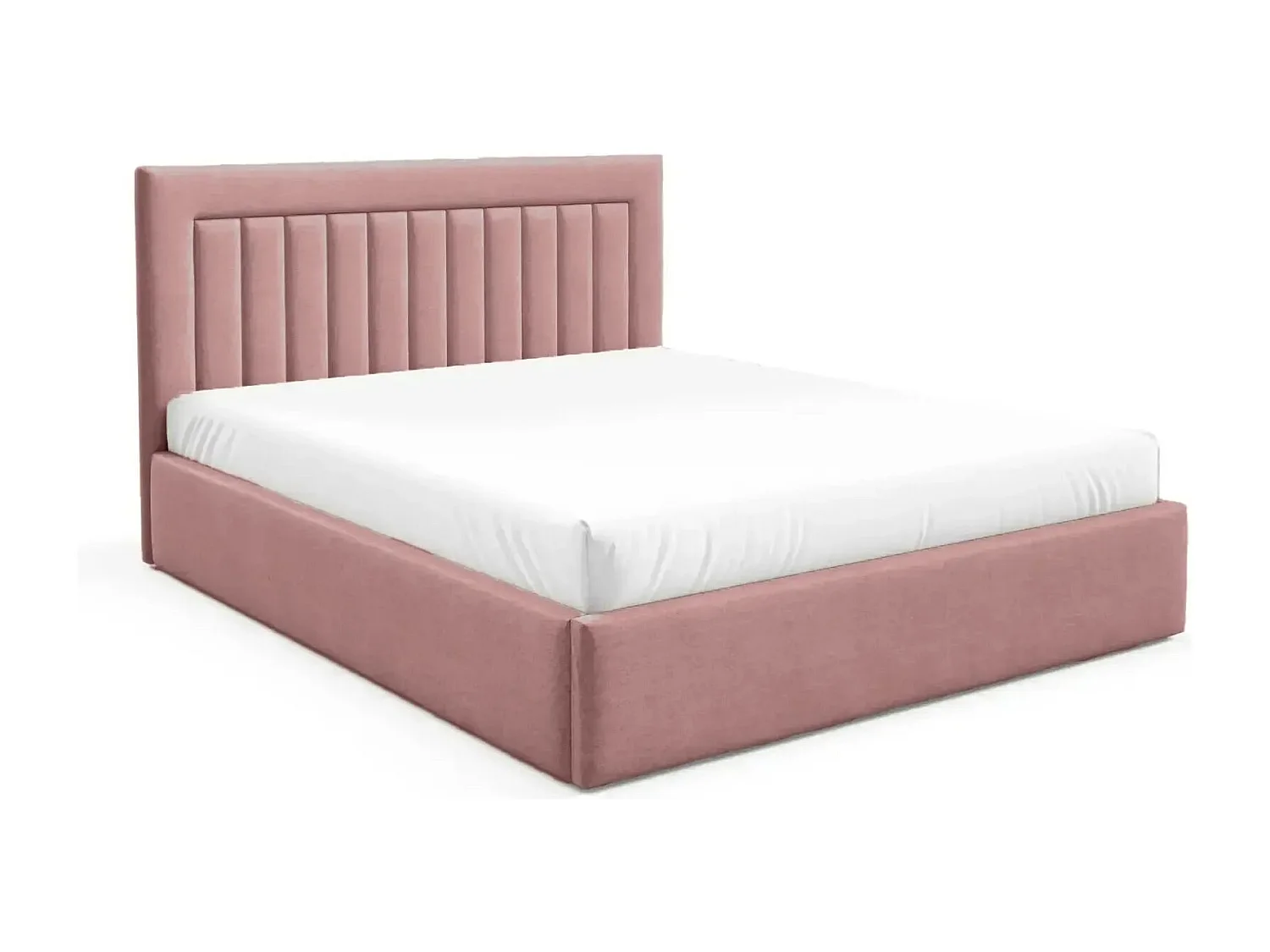 CAMILLE - Lit coffre tissu velours 160x200cm - Rose