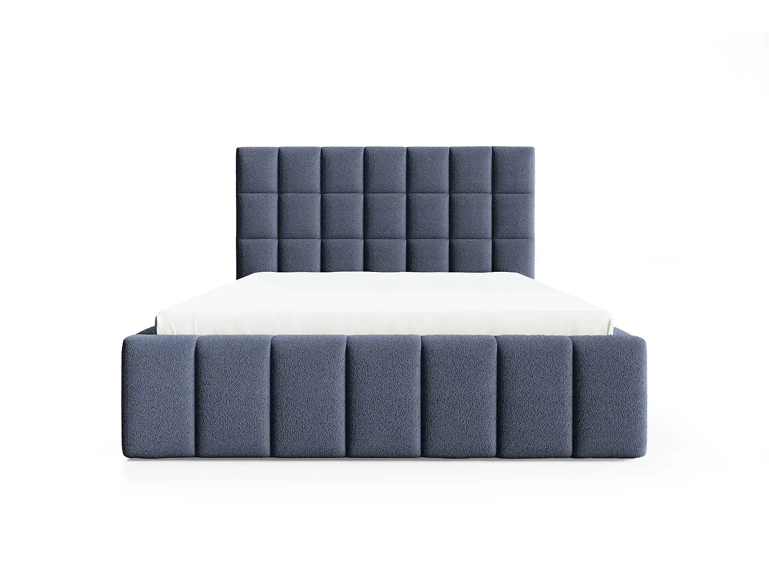 FLORENCE - Lit coffre tissu chenille 180x200cm - Bleu