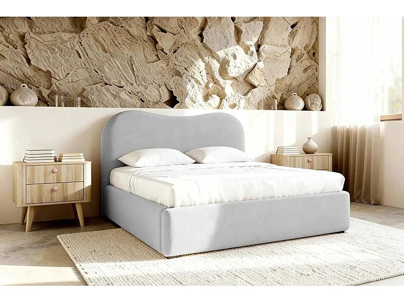 JULIETTE - Lit coffre 180x200cm - Gris clair