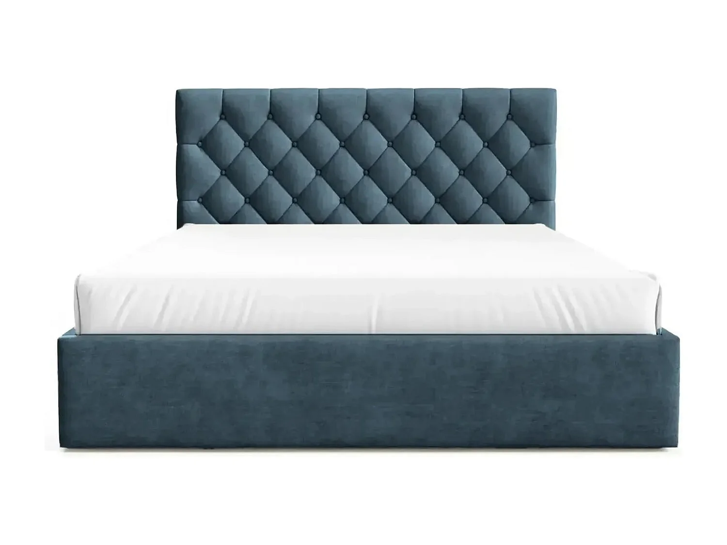EMILE - Lit coffre tissu velours 140x200cm - Bleu