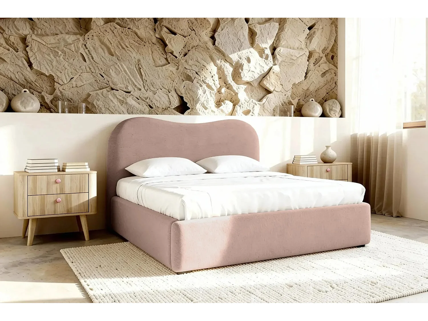 JULIETTE - Lit coffre 180x200cm - Rose