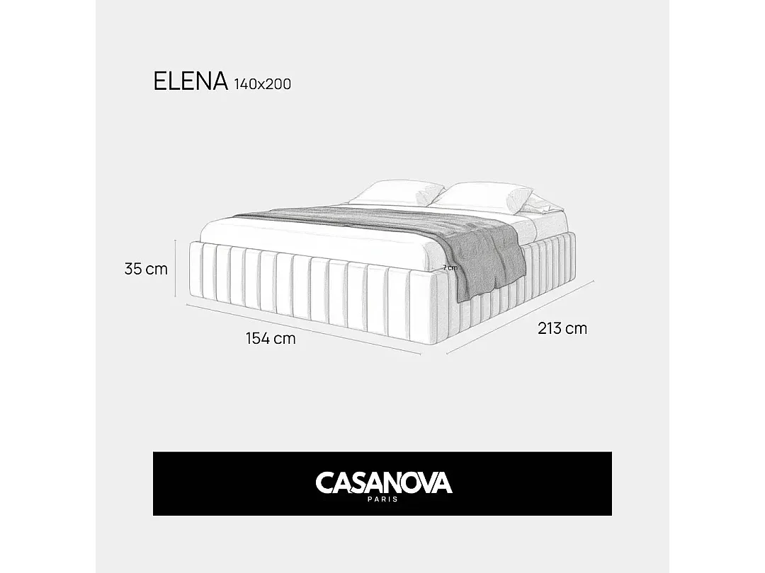 ELENA - Lit coffre tissu velours 160x200cm - Bleu