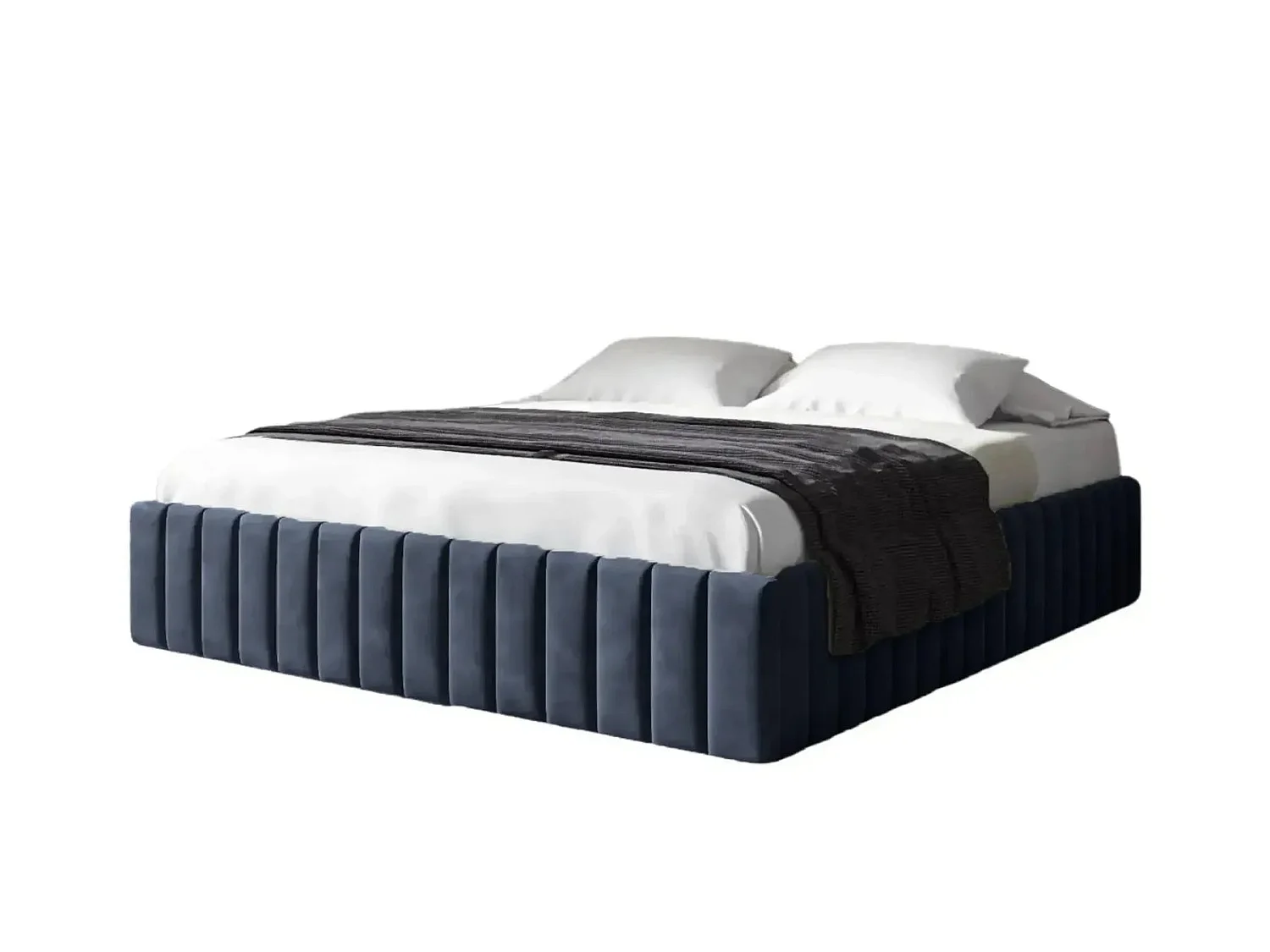 ELENA - Bedstee in fluweel 160x200cm - Blauw