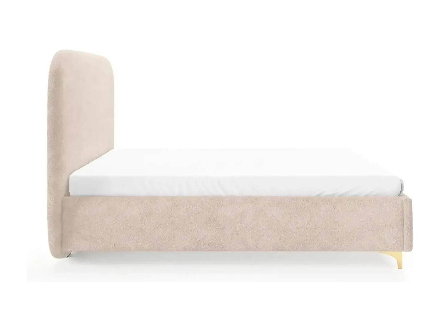 CHARLOTTE - Lit coffre tissu chenille 140x200cm - Beige