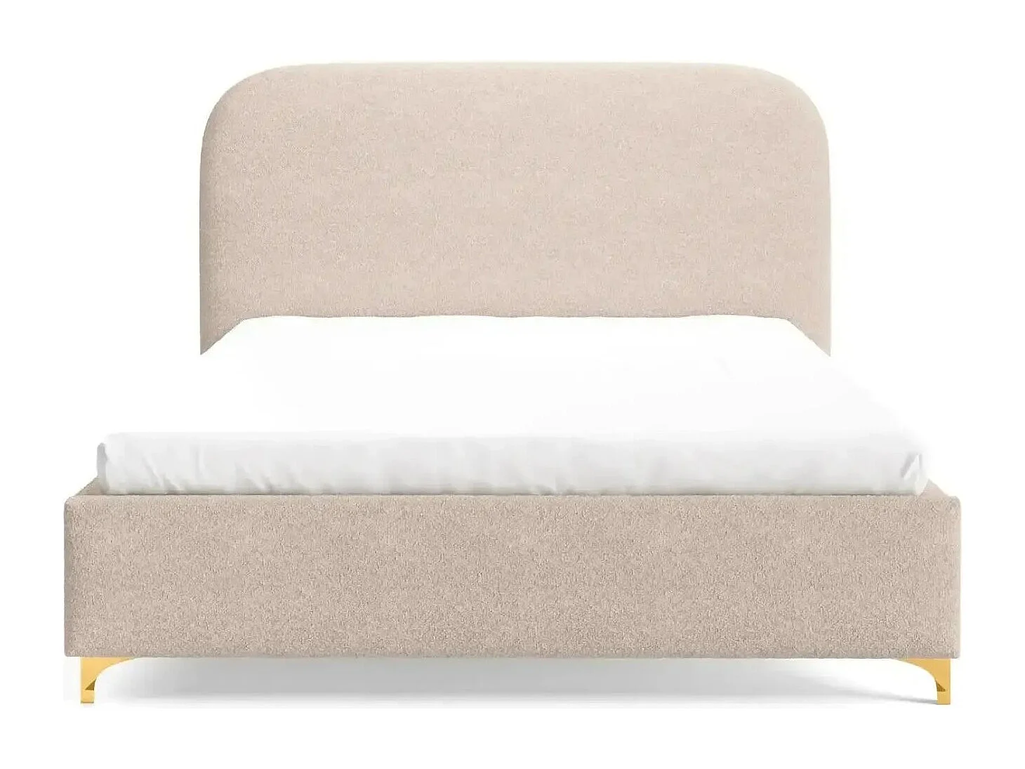 CHARLOTTE - Lit coffre tissu chenille 140x200cm - Beige