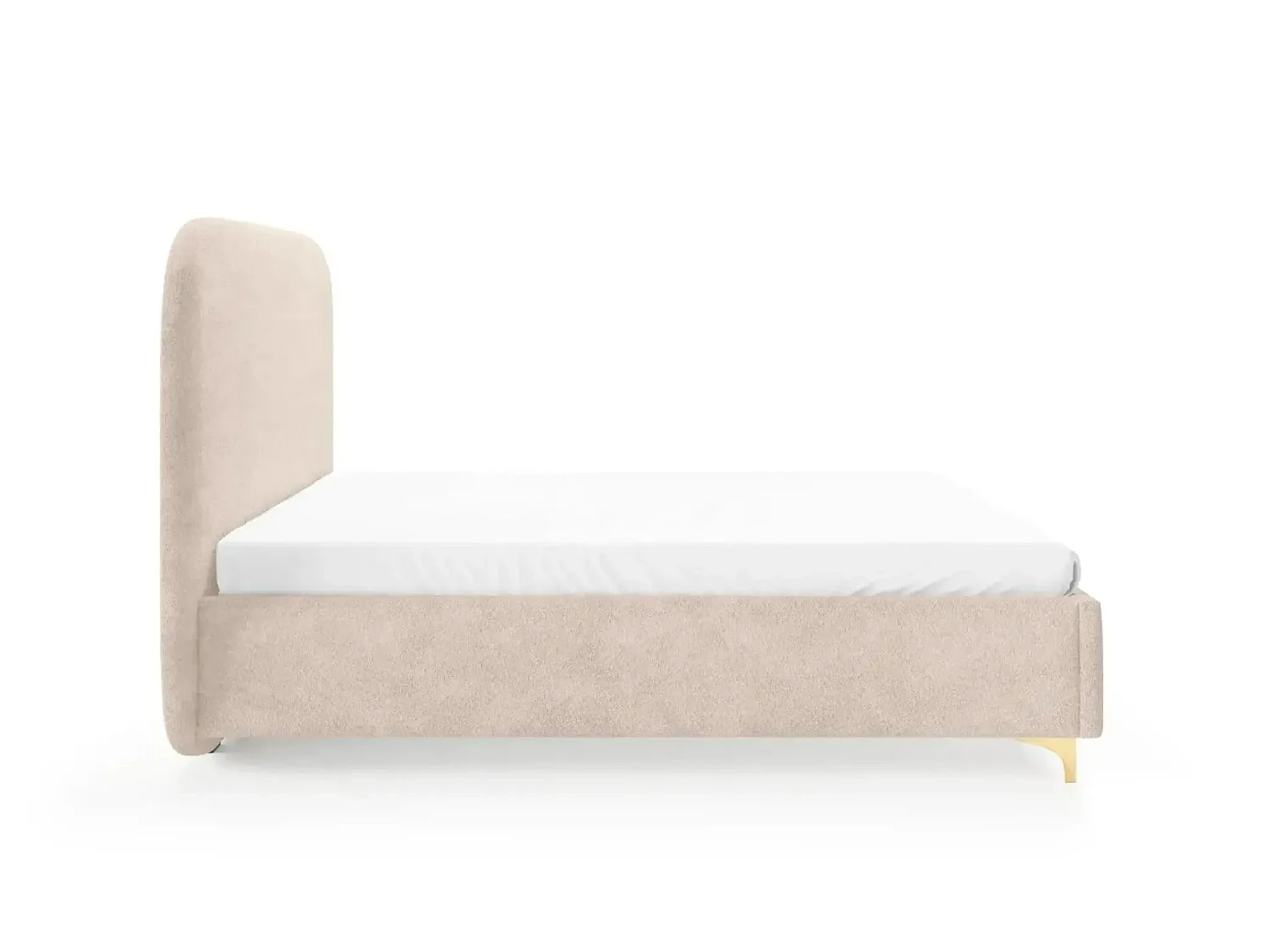 CHARLOTTE - Lit coffre tissu chenille 140x200cm Beige
