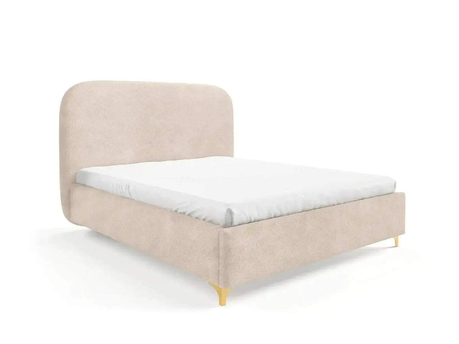 CHARLOTTE - Lit coffre tissu chenille 140x200cm Beige