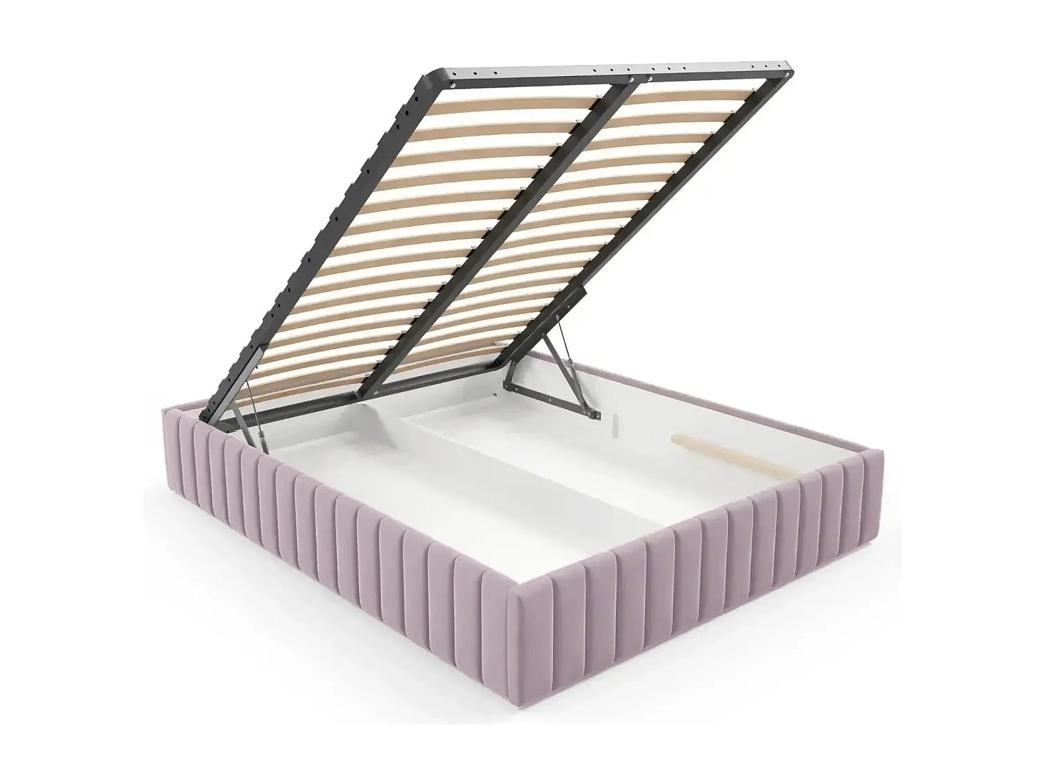 ELENA - Lit coffre tissu velours 160x200cm - Rose