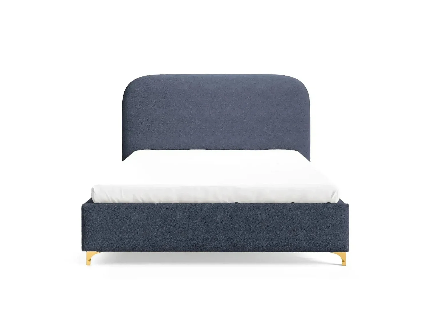 CHARLOTTE - Lit coffre tissu chenille 140x200cm Bleu