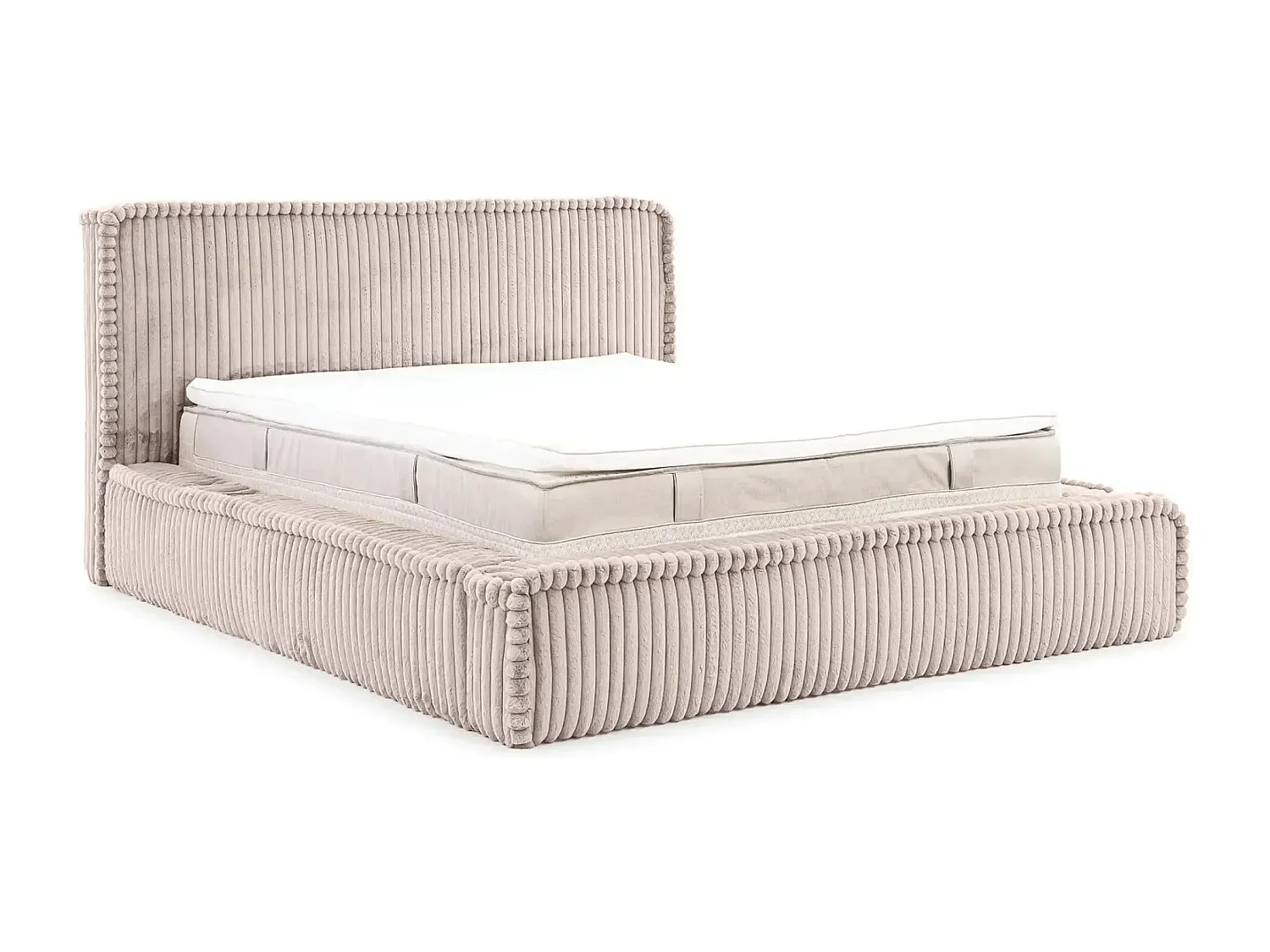 CAPUCINE - Lit coffre velours côtelé 180x200cm - Rose