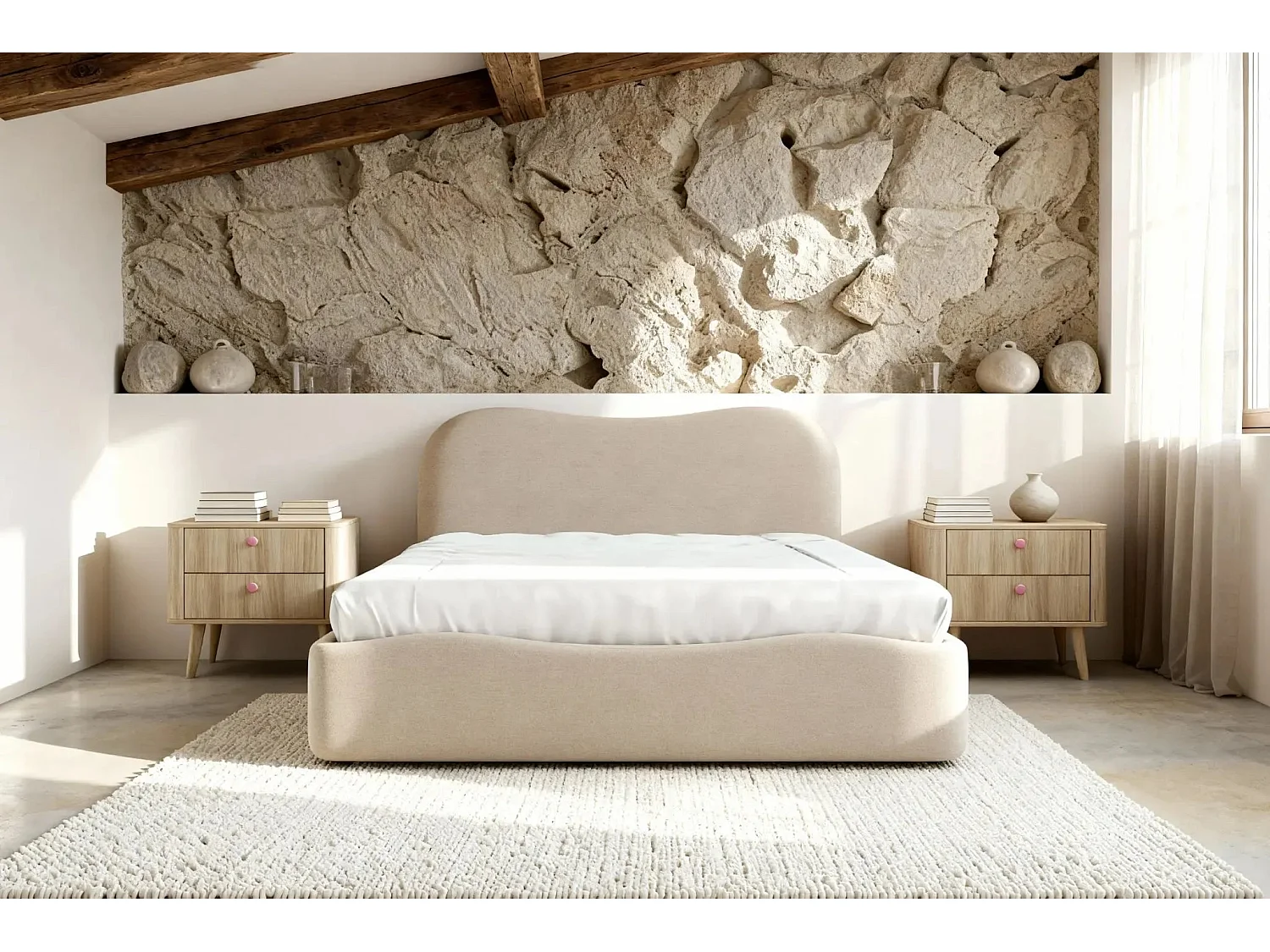 JULIETTE - Lit coffre 140x200cm - Beige