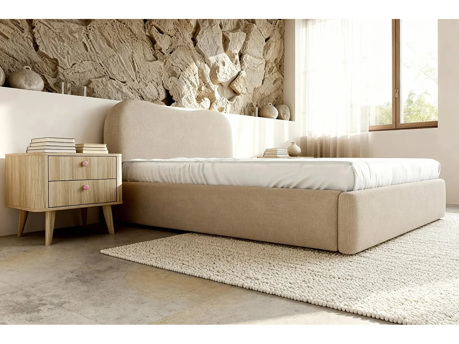 JULIETTE - Lit coffre 140x200cm - Beige