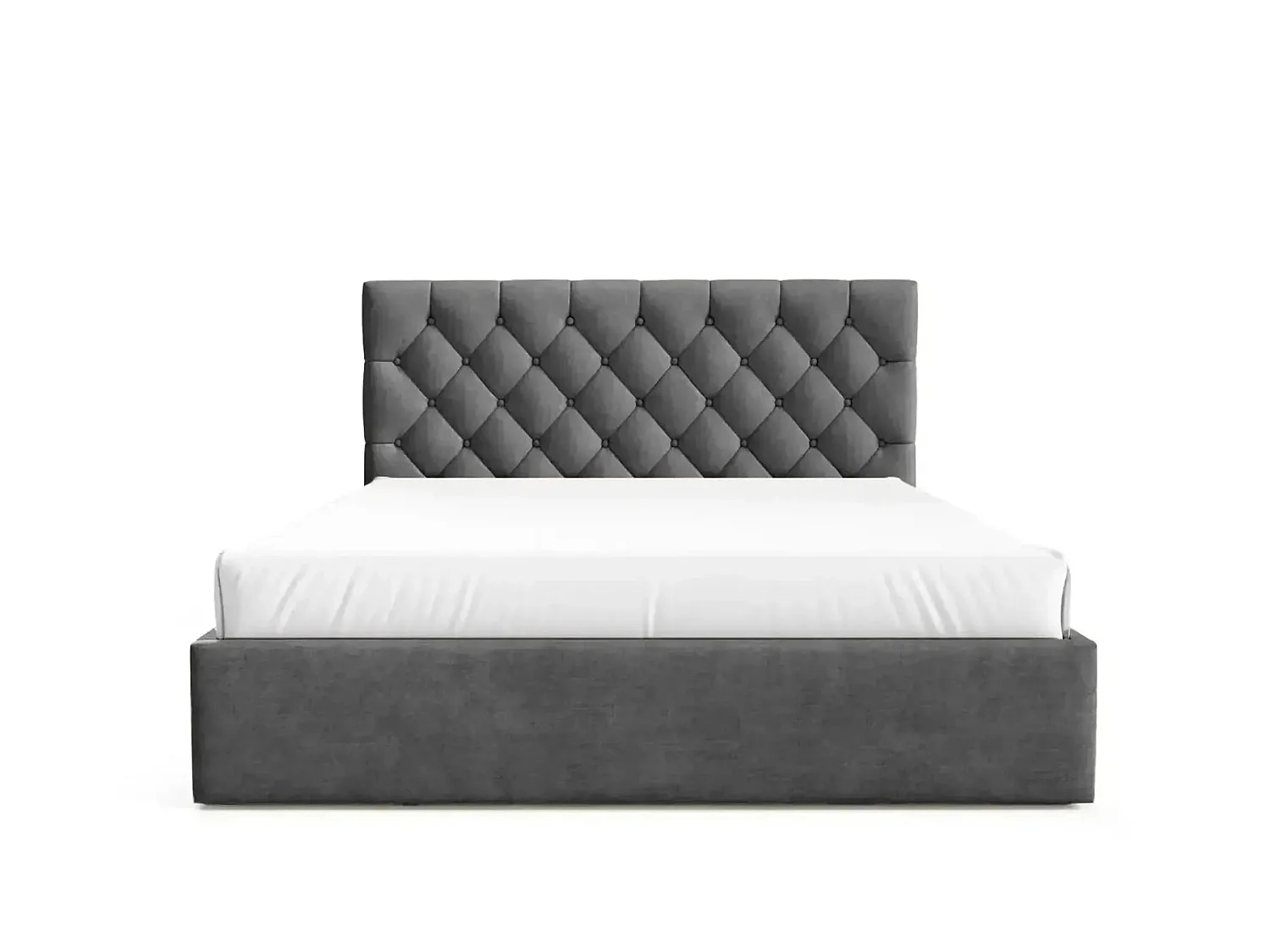 EMILE - Lit coffre tissu velours 140x200cm Gris foncé