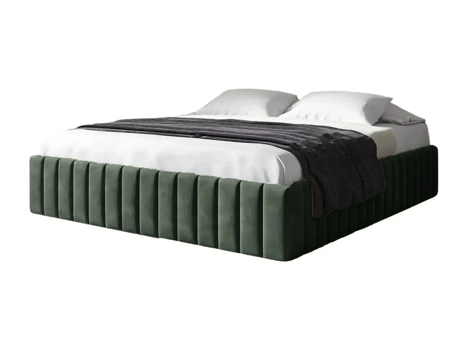 ELENA - Lit coffre tissu velours 160x200cm - Vert