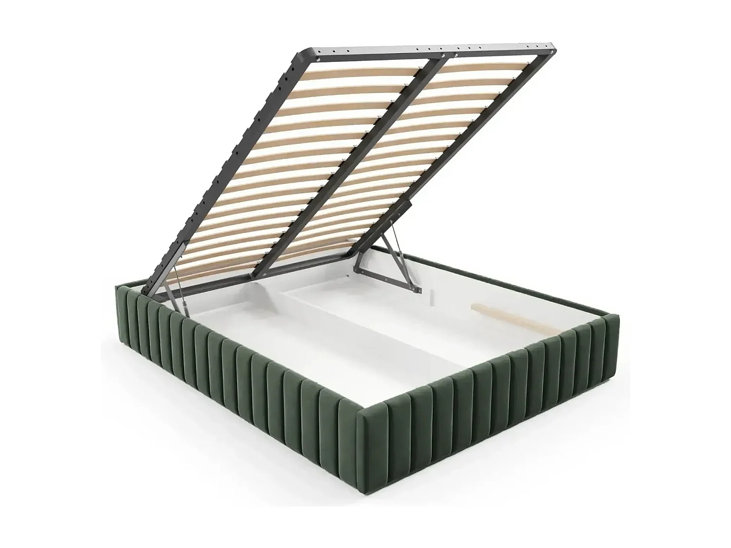 ELENA - Lit coffre tissu velours 160x200cm - Vert