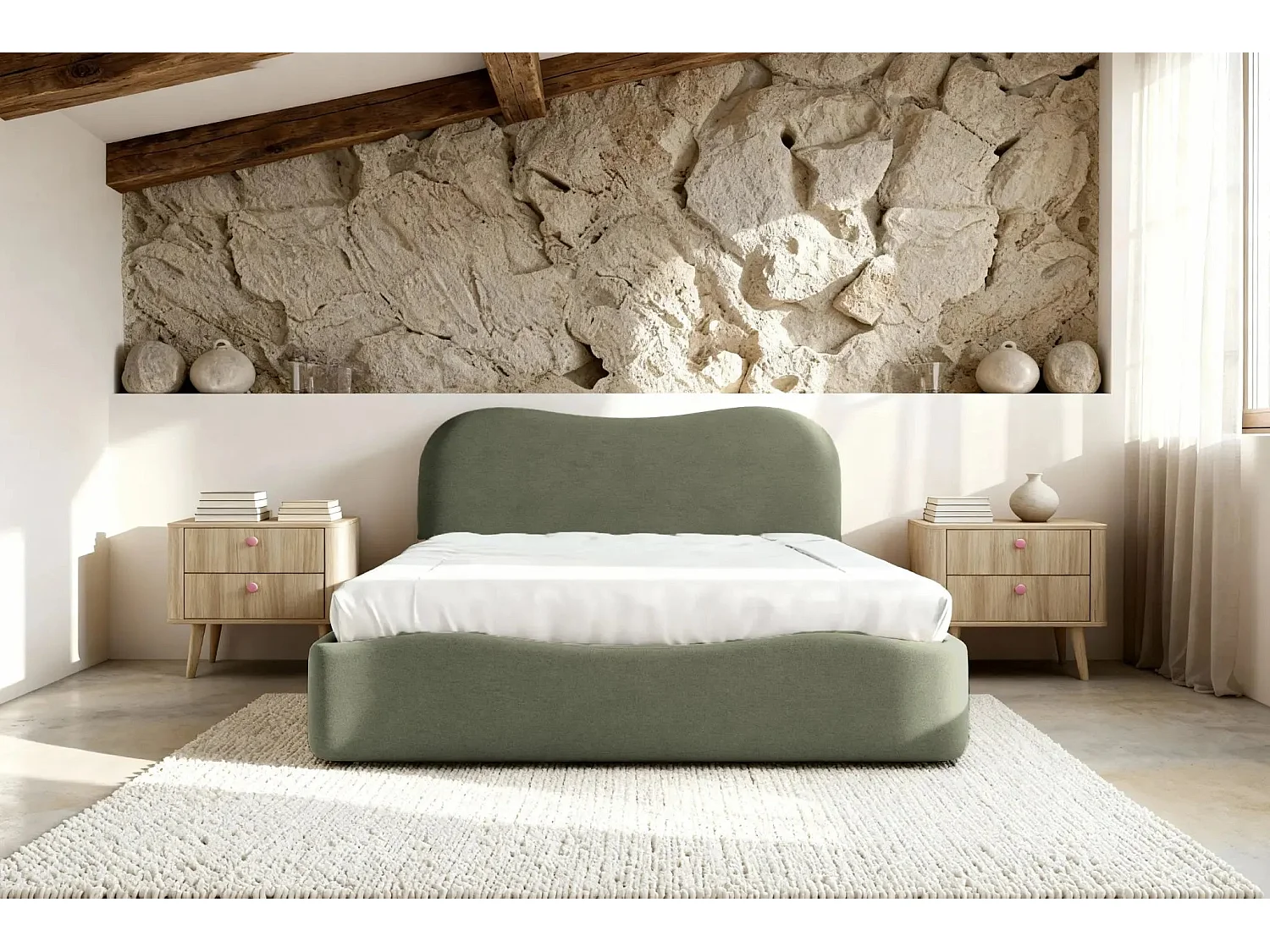 JULIETTE - Lit coffre 160x200cm - Vert