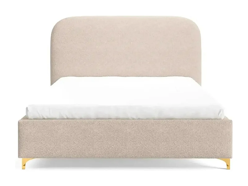 CHARLOTTE - Lit coffre tissu chenille 180x200cm - Beige