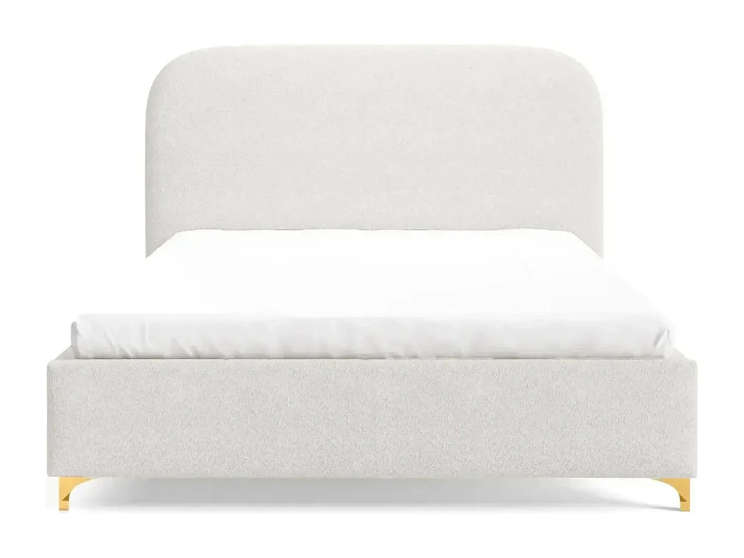 CHARLOTTE - Lit coffre tissu chenille 180x200cm - Blanc