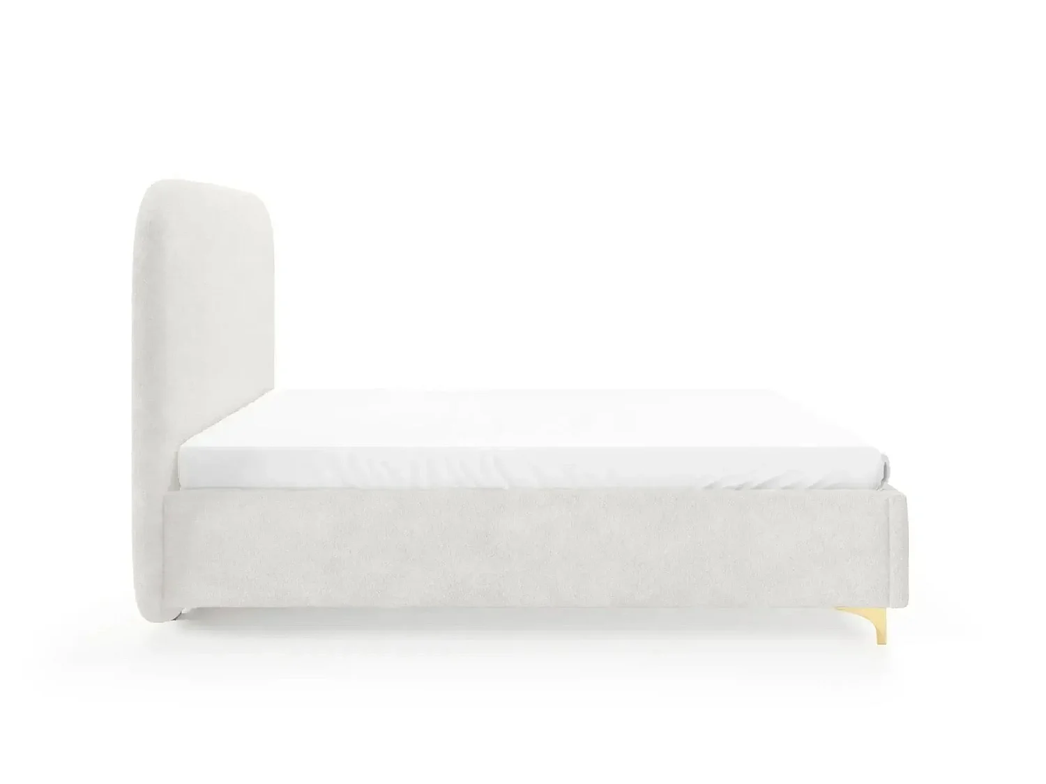 CHARLOTTE - Lit coffre tissu chenille 180x200cm Blanc