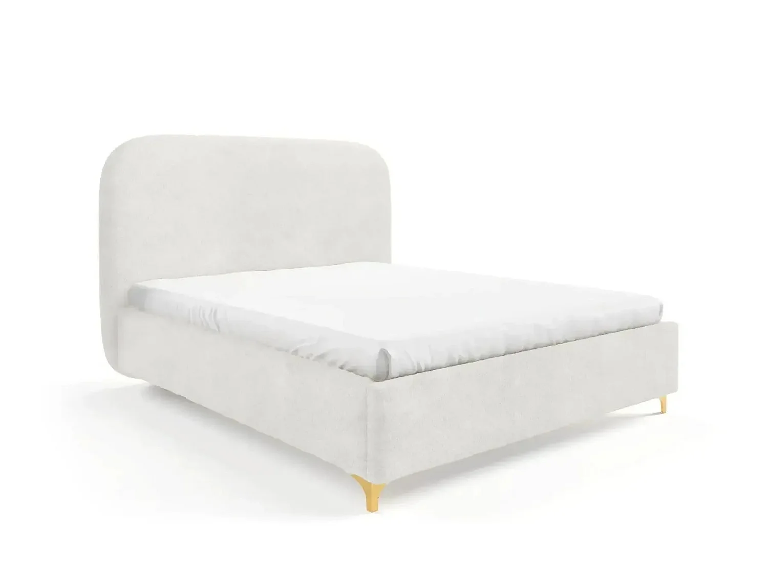 CHARLOTTE - Lit coffre tissu chenille 180x200cm Blanc