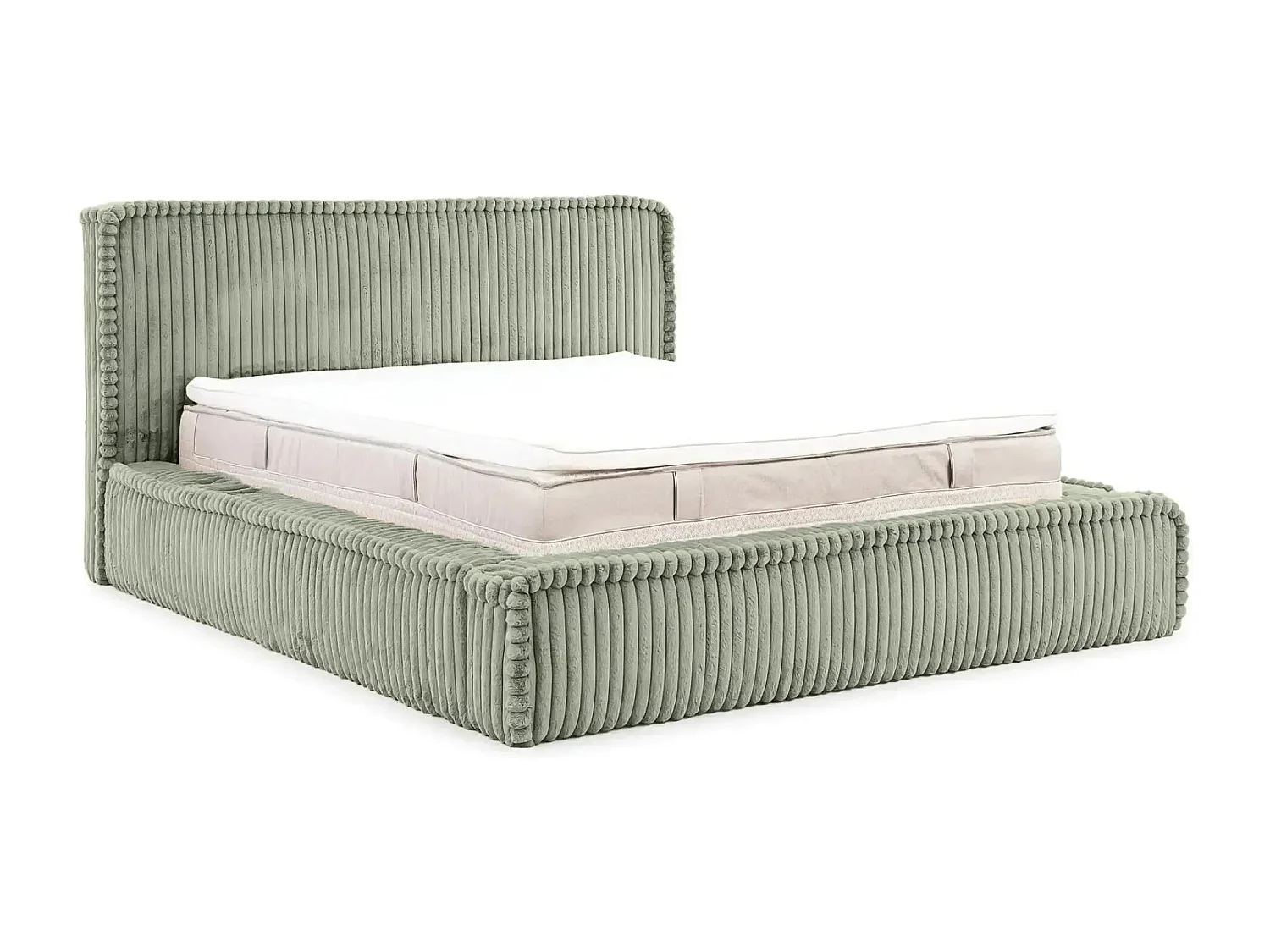 CAPUCINE - Lit coffre velours côtelé 140x200cm - Vert