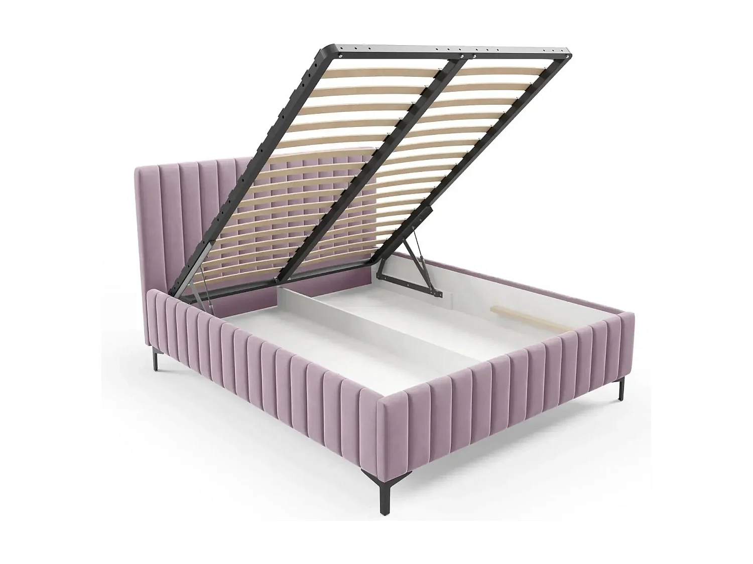 EDEN - Lit coffre tissu velours 160x200cm - Rose