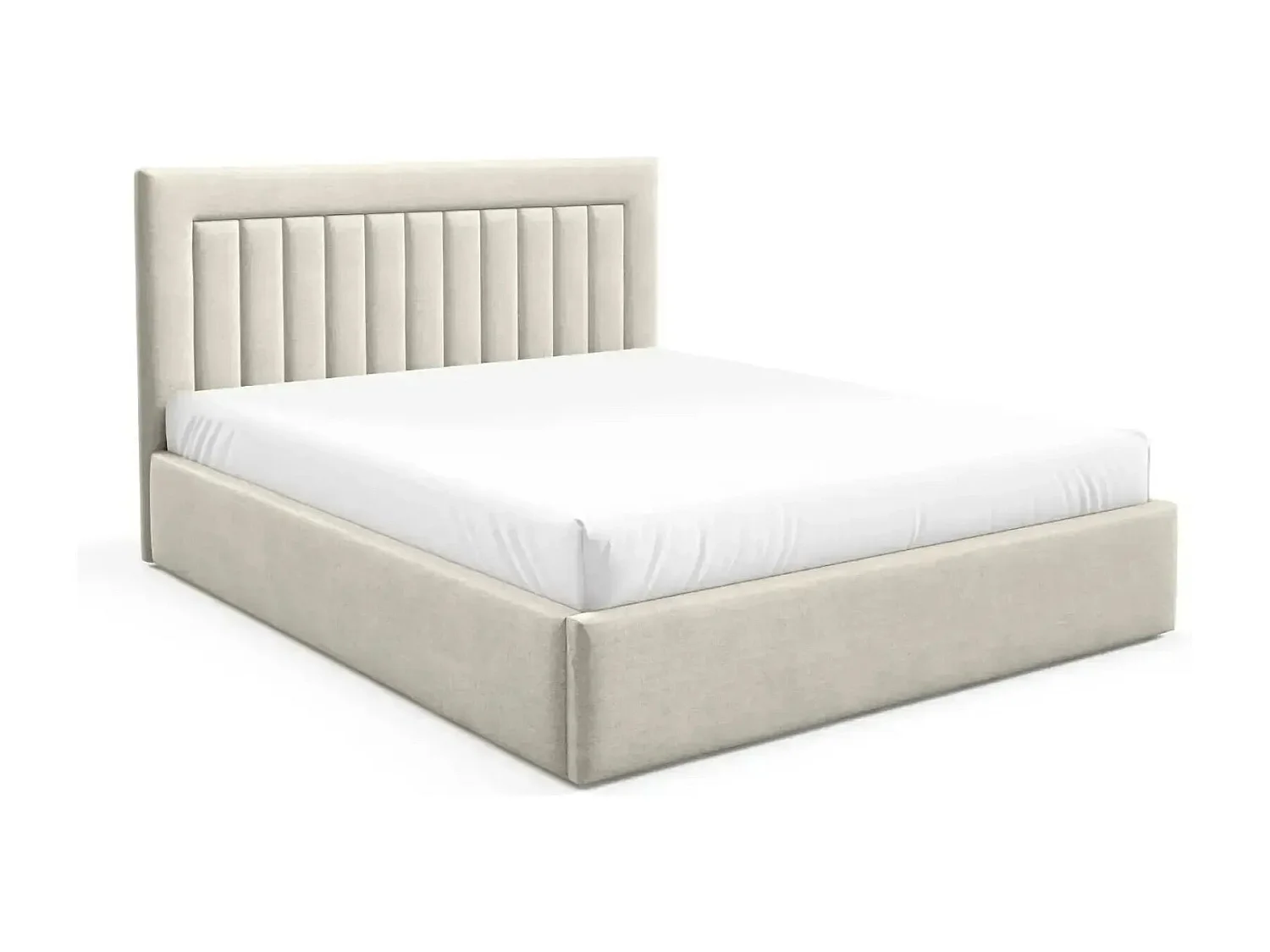 CAMILLE - Lit coffre tissu velours 180x200cm - Beige