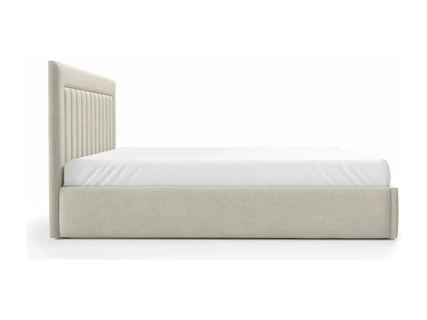 CAMILLE - Lit coffre tissu velours 180x200cm - Beige