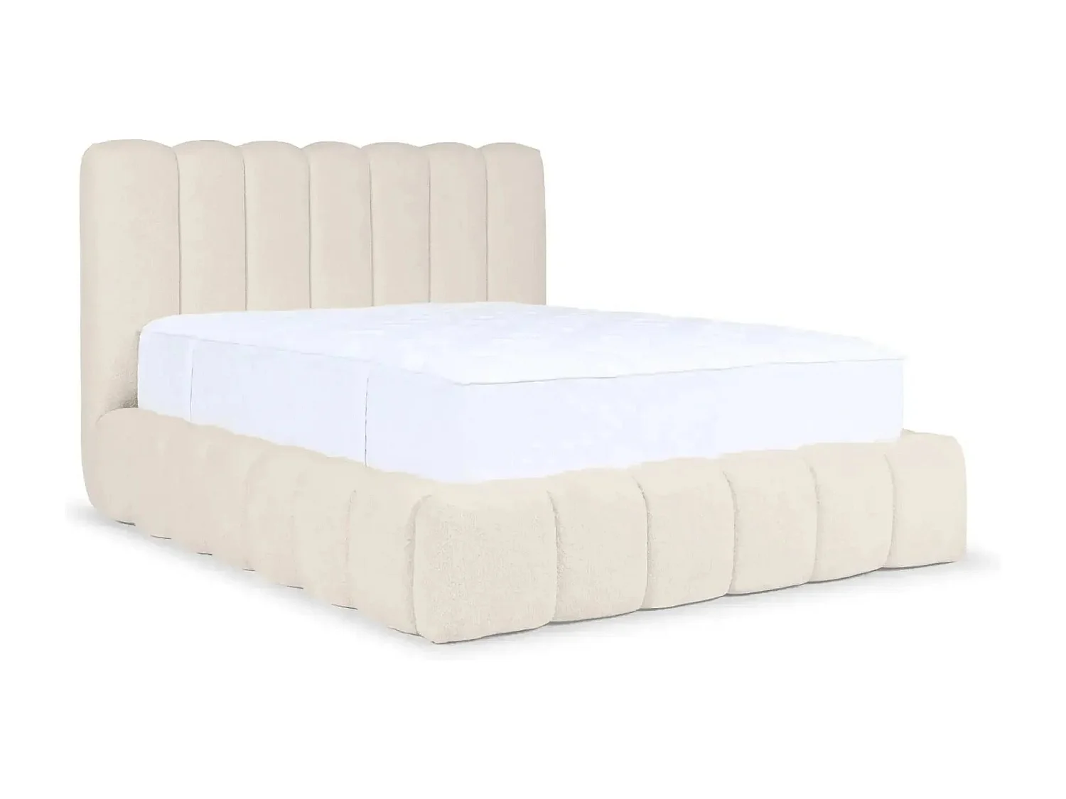 GARANCE - Lit coffre tissu chenille 140x200cm - Beige