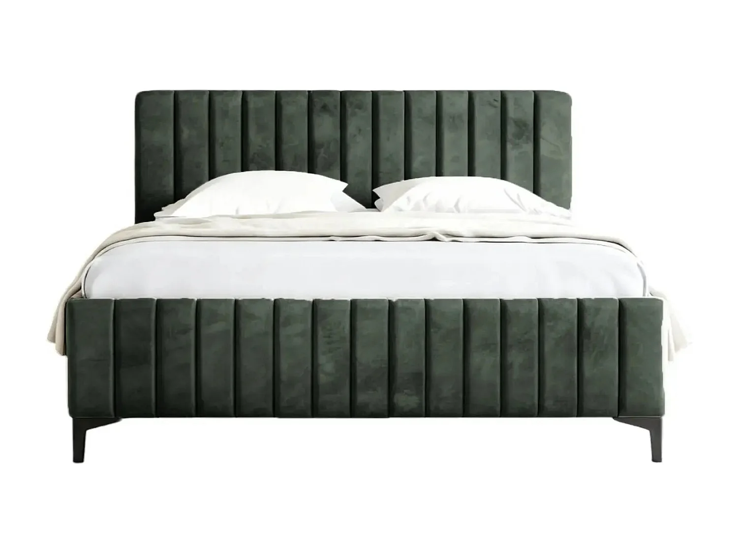 EDEN - Lit coffre tissu velours 160x200cm - Vert