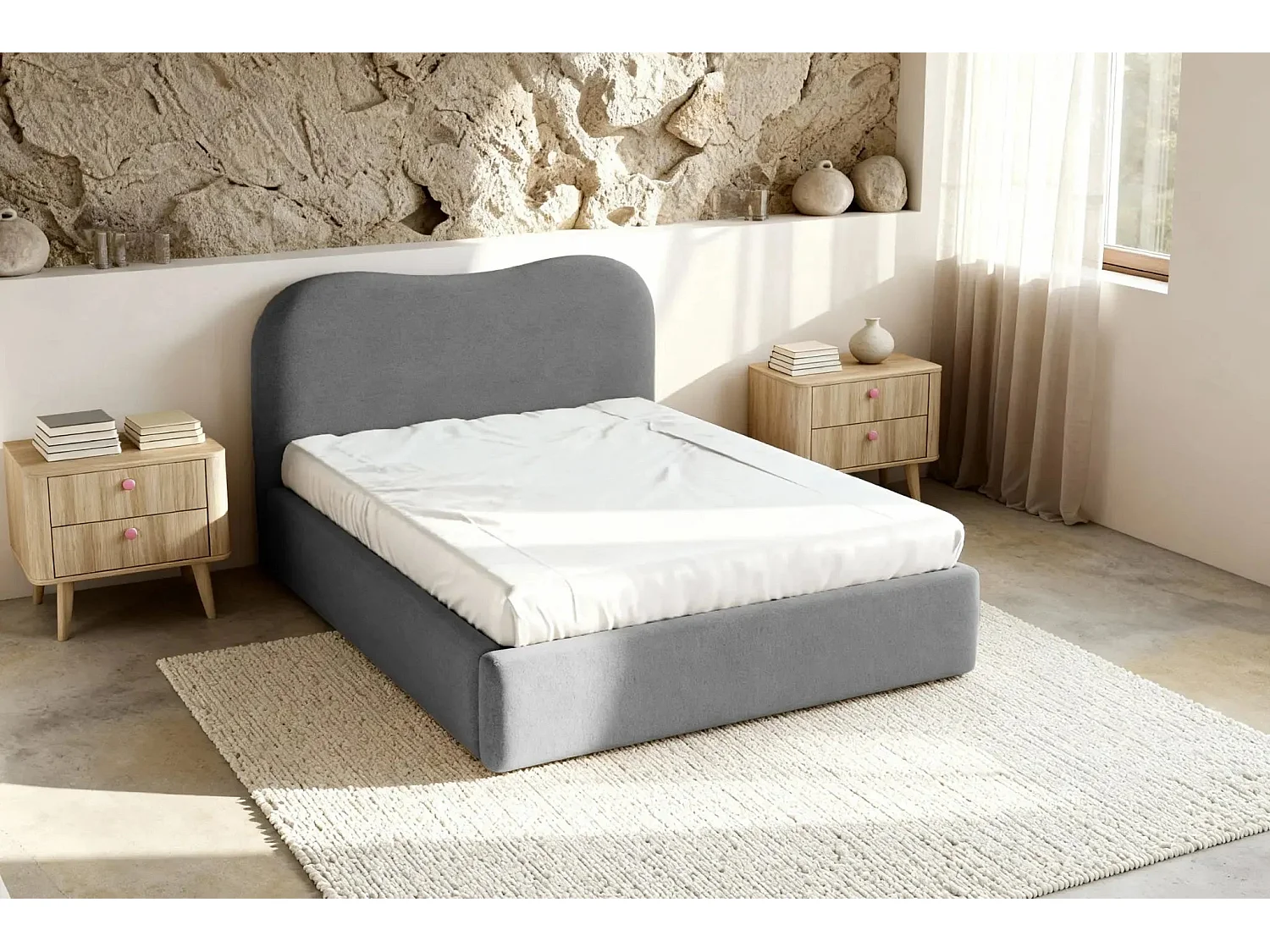 JULIETTE - Lit coffre 180x200cm - Gris foncé