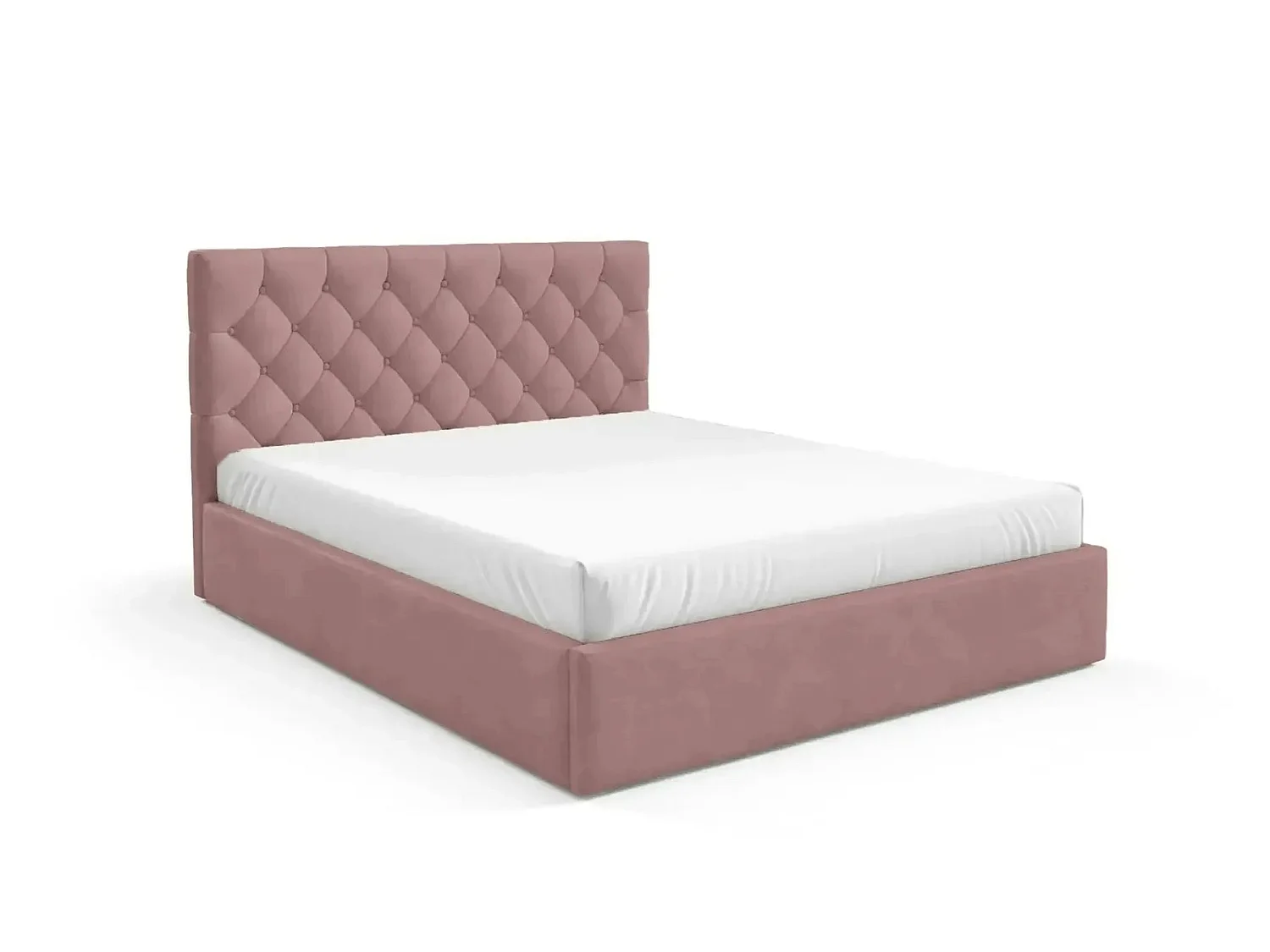 EMILE - Lit coffre tissu velours 140x200cm Rose