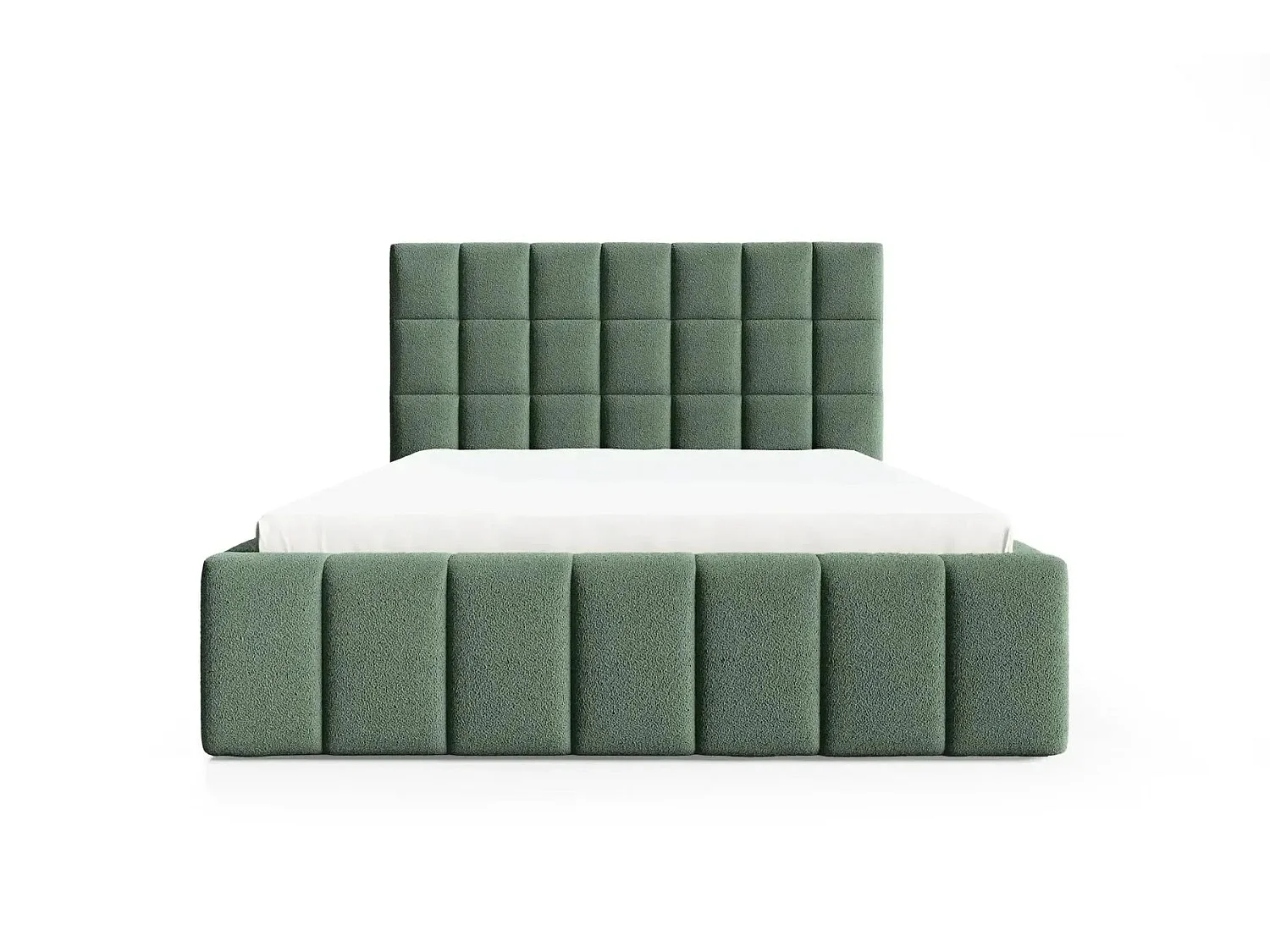 FLORENCE - Lit coffre tissu chenille 160x200cm - Vert