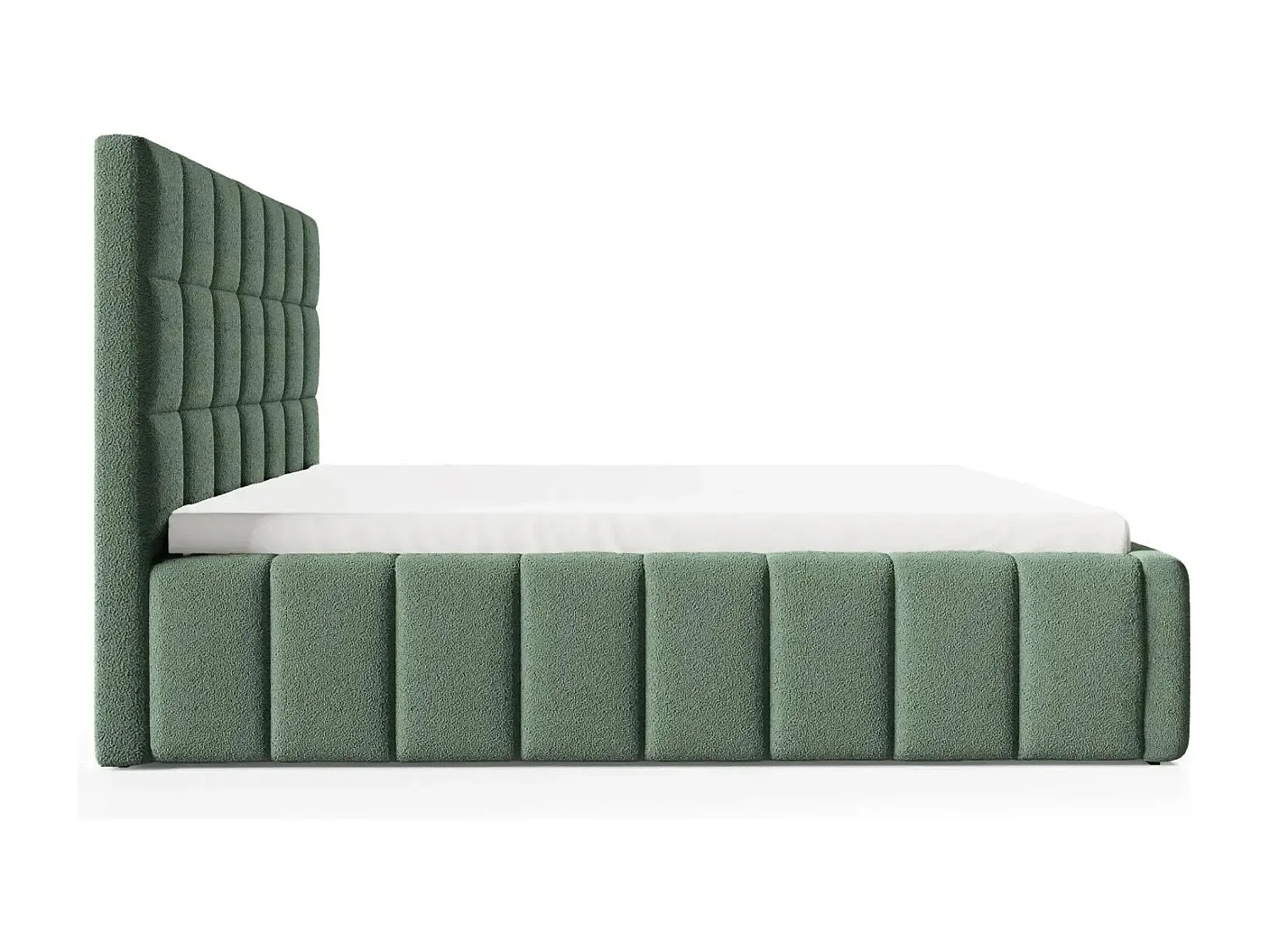 FLORENCE - Lit coffre tissu chenille 160x200cm - Vert