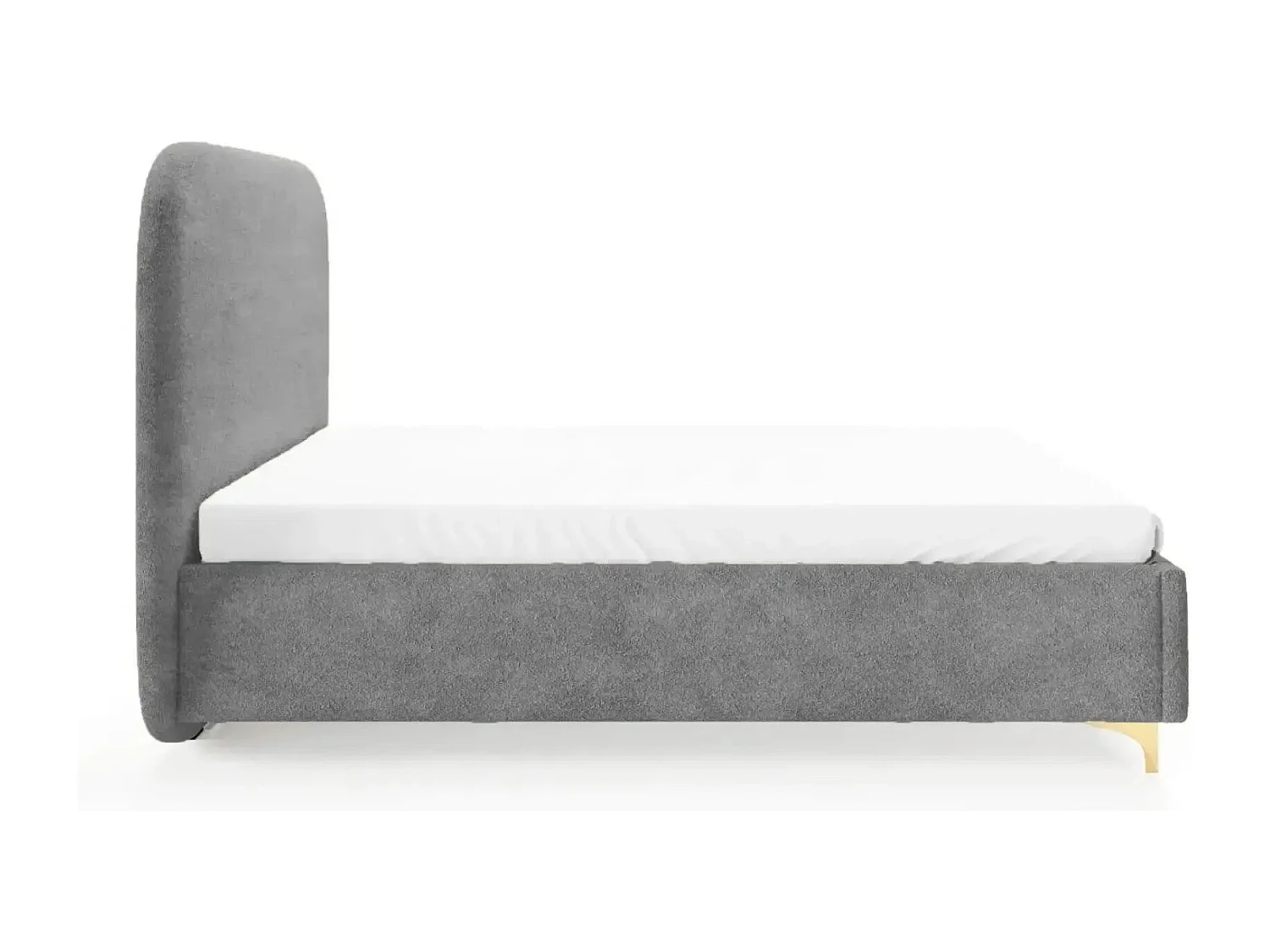 CHARLOTTE - Lit coffre tissu chenille 140x200cm - Gris foncé