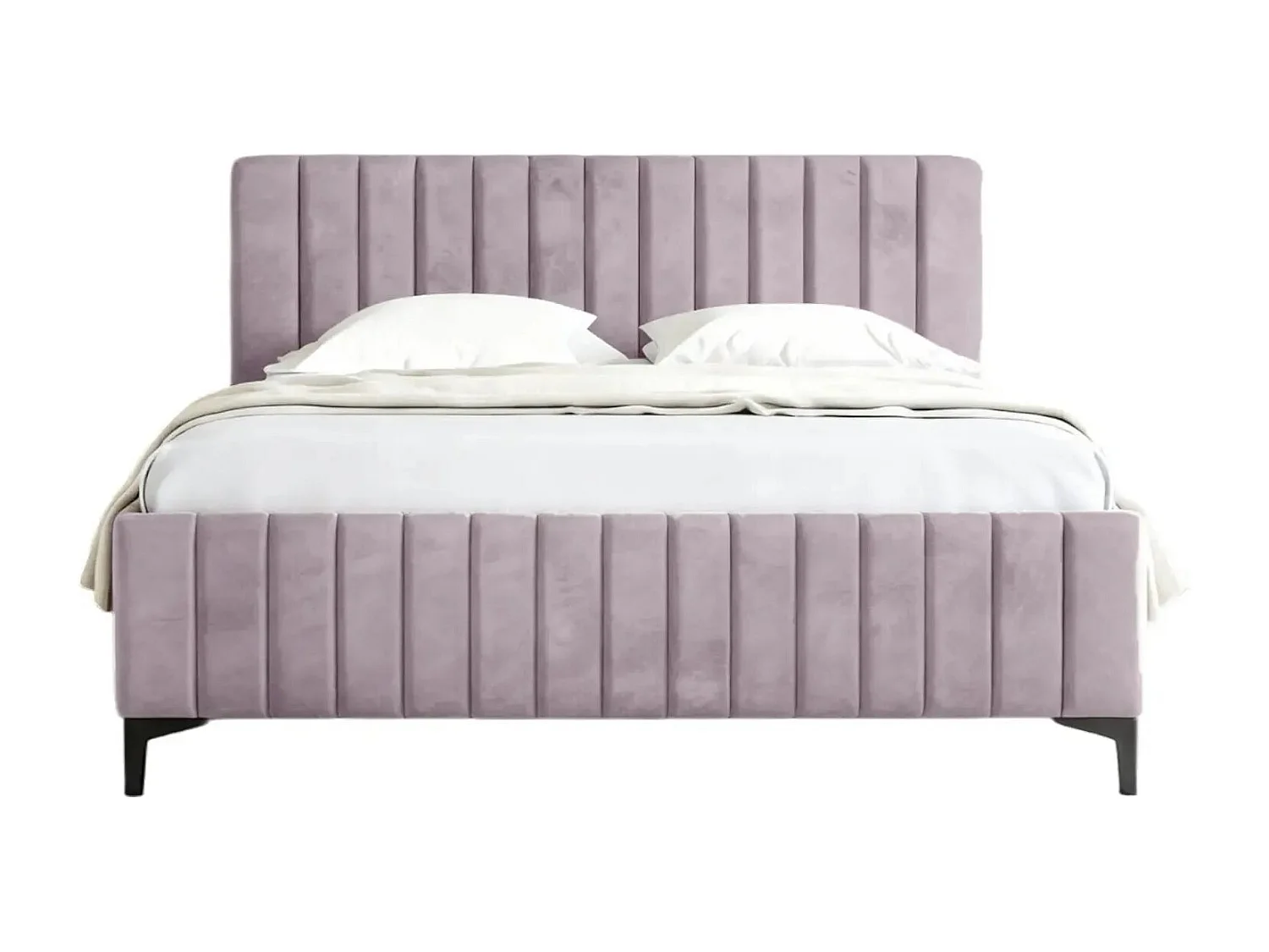 EDEN - Lit coffre tissu velours 140x200cm - Rose