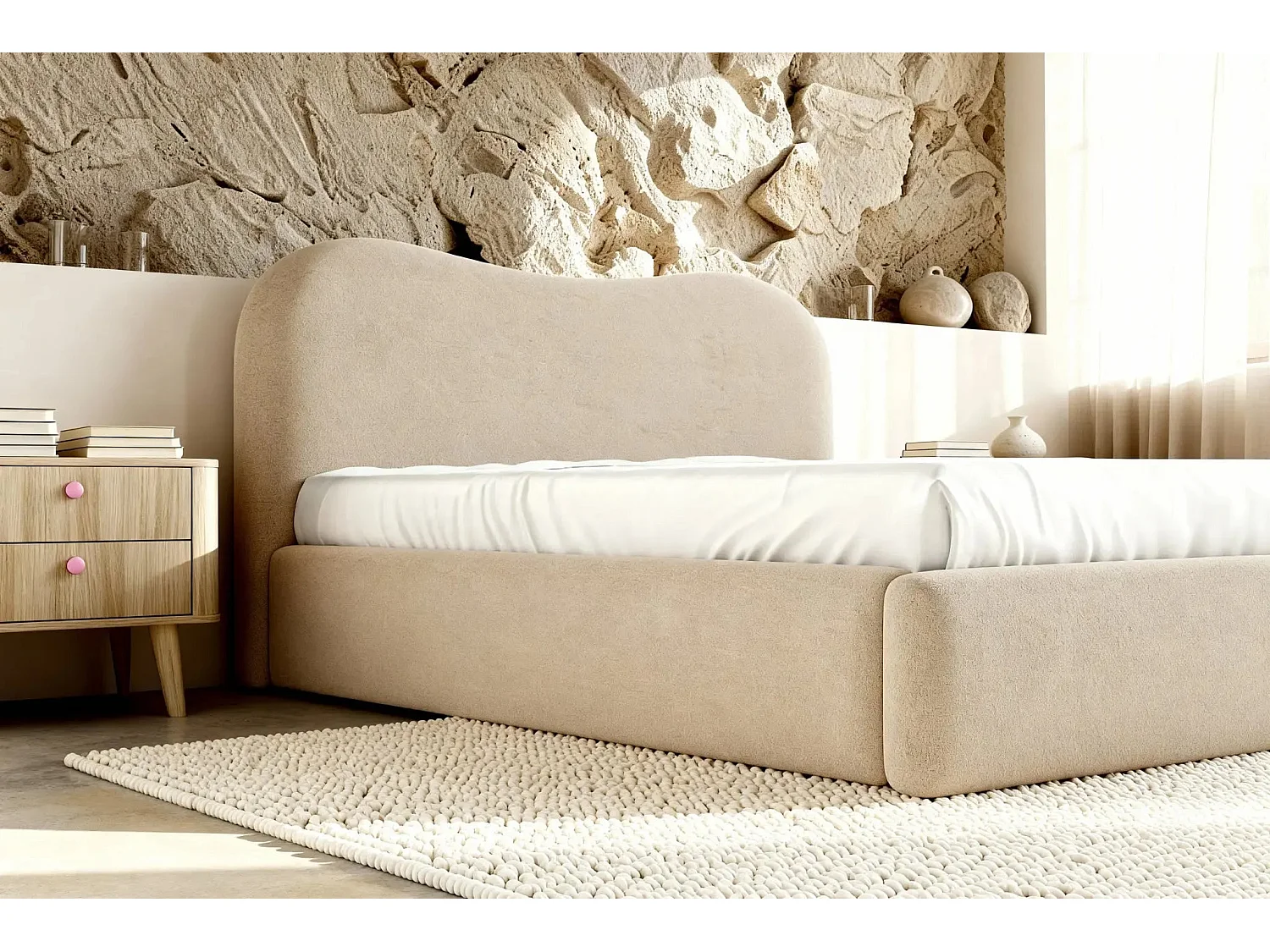 JULIETTE - Lit coffre 180x200cm - Beige