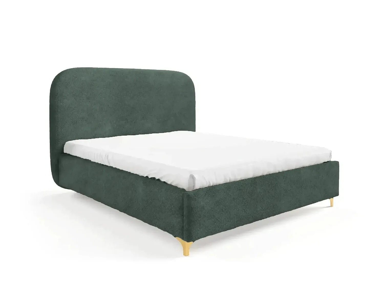 CHARLOTTE - Lit coffre tissu chenille 180x200cm Vert