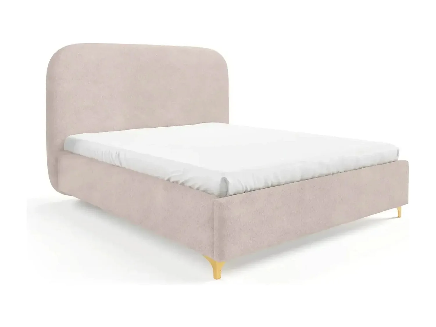 CHARLOTTE - Lit coffre tissu chenille 140x200cm - Rose