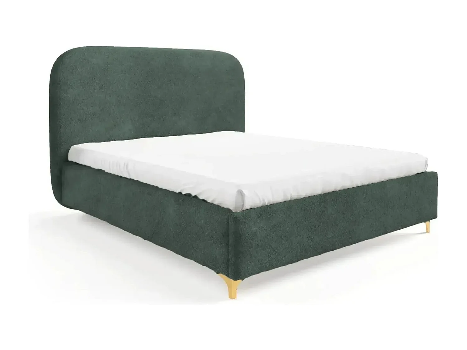 CHARLOTTE - Lit coffre tissu chenille 160x200cm - Vert