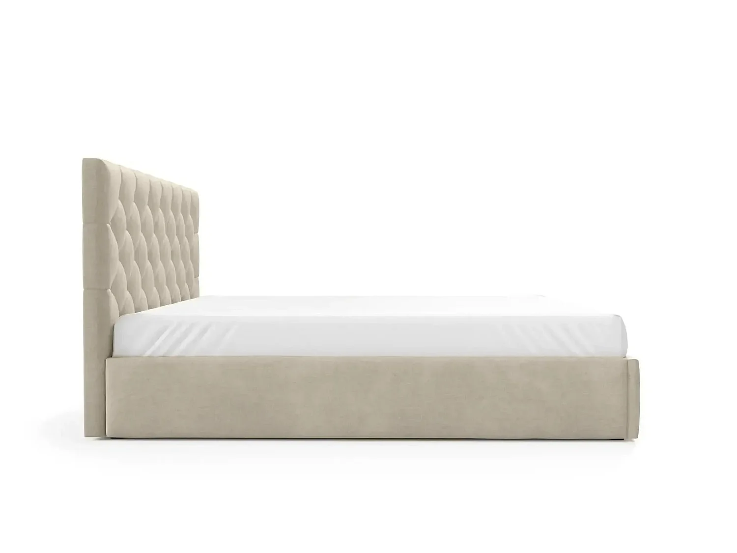 EMILE - Lit coffre tissu velours 180x200cm Beige