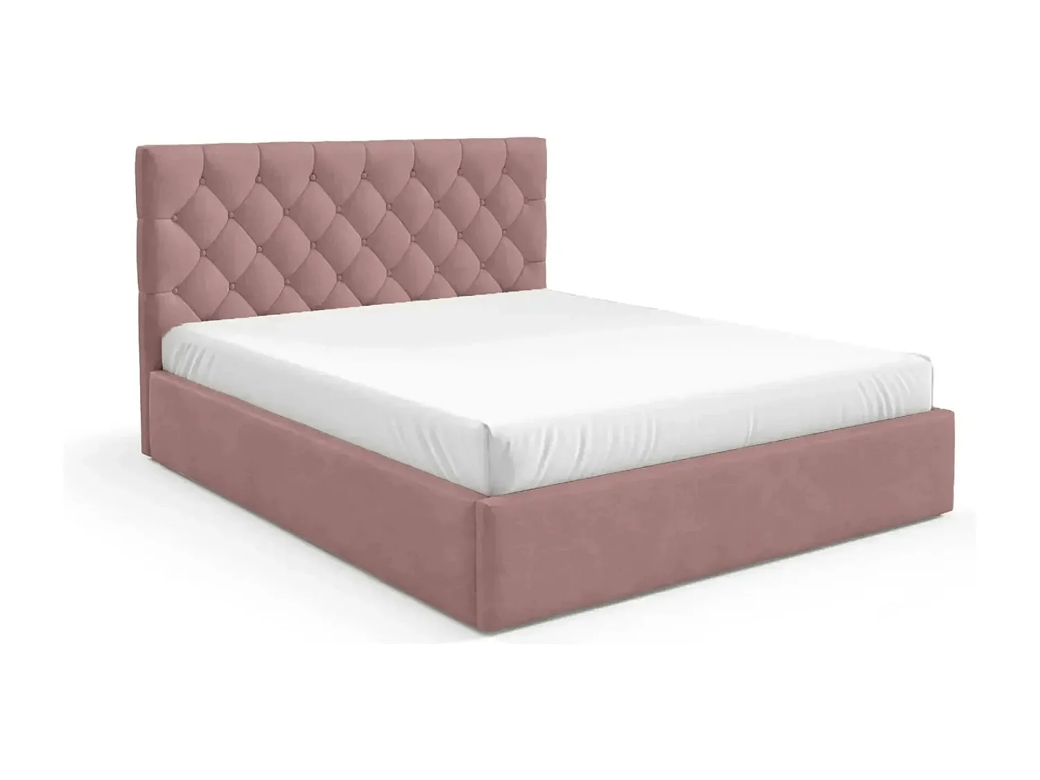 EMILE - Lit coffre tissu velours 180x200cm - Rose
