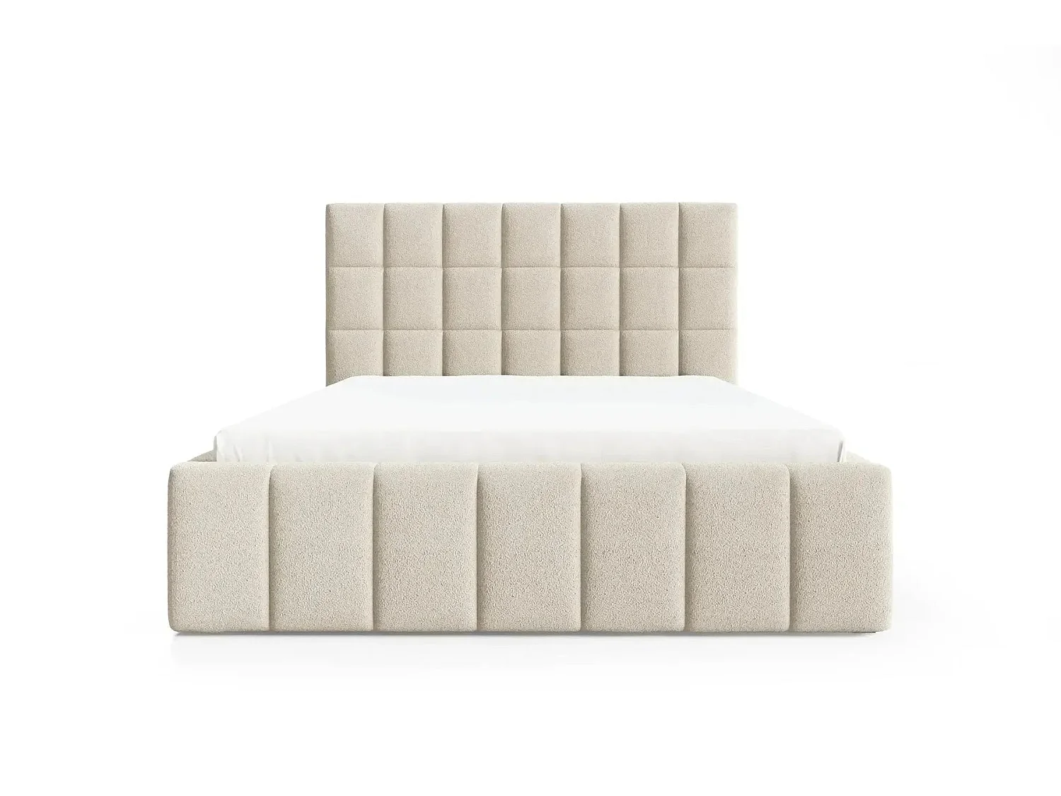 FLORENCE - Lit coffre tissu chenille 160x200cm - Beige