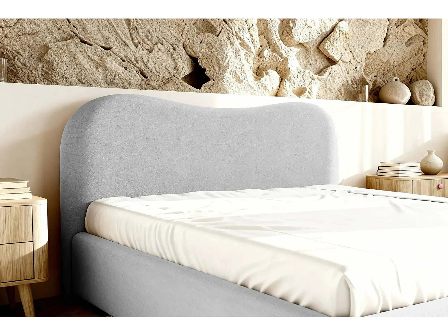 JULIETTE - Lit coffre 140x200cm - Gris clair