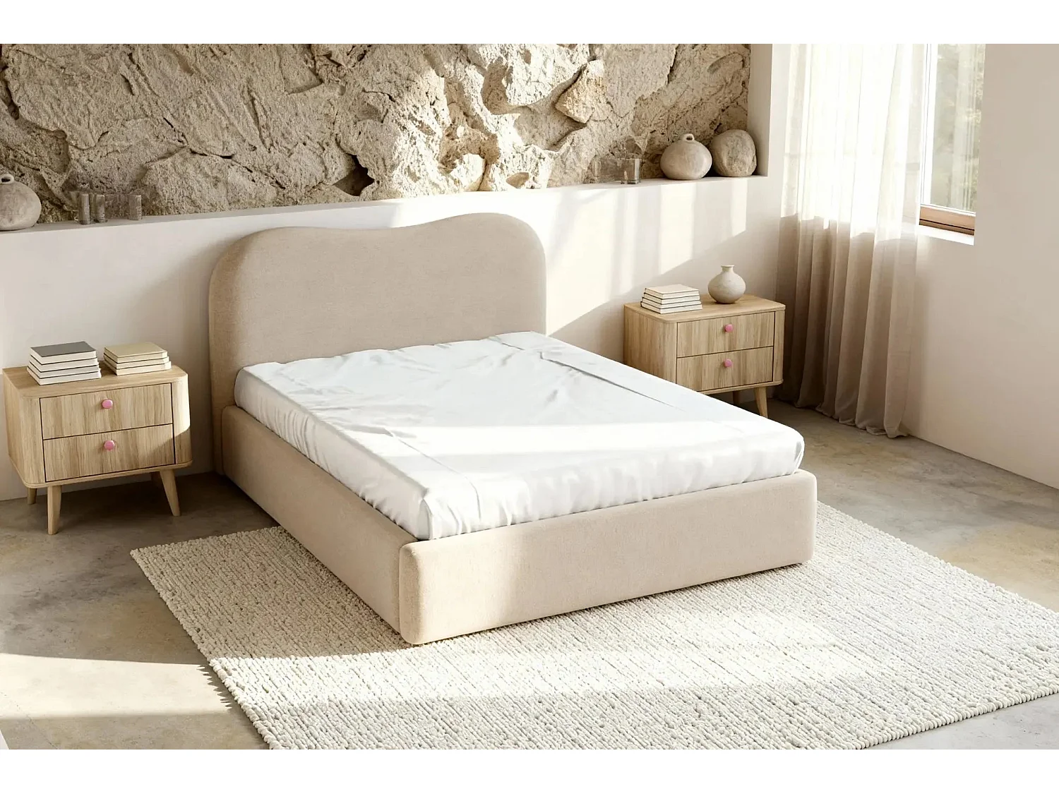 JULIETTE - Lit coffre 160x200cm - Beige