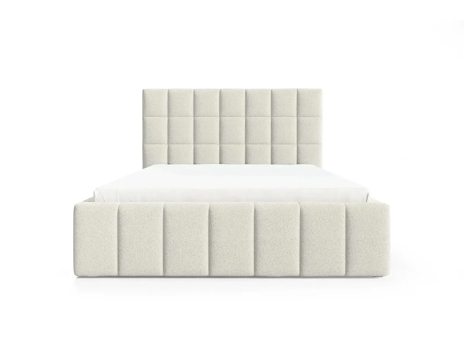 FLORENCE - Lit coffre tissu chenille 160x200cm - Blanc