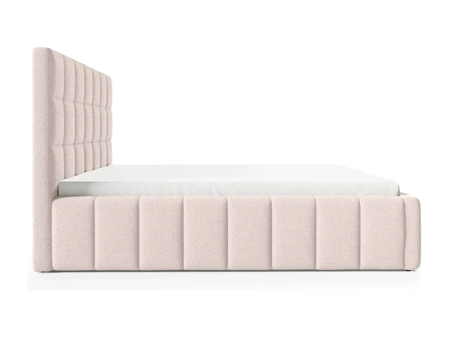 FLORENCE - Lit coffre tissu chenille 160x200cm - Rose