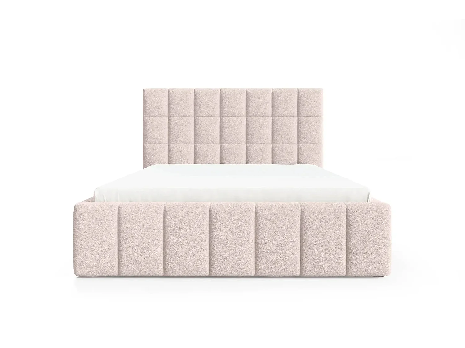 FLORENCE - Lit coffre tissu chenille 160x200cm - Rose