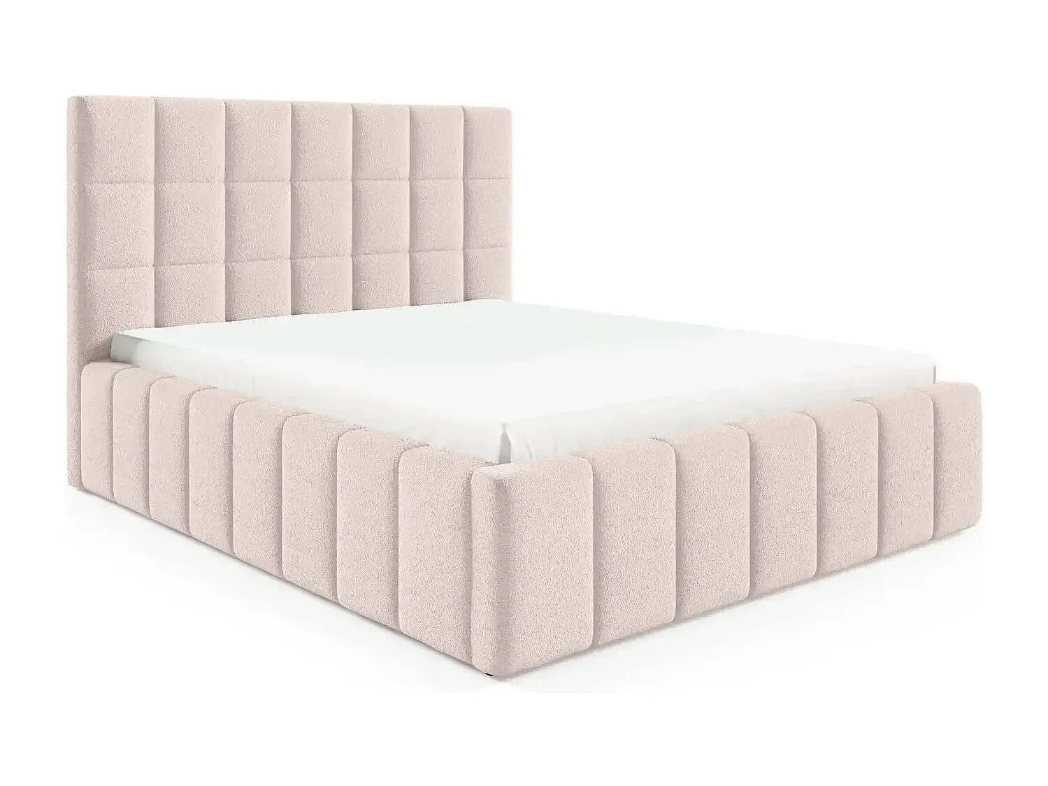 FLORENCE - Lit coffre tissu chenille 160x200cm - Rose